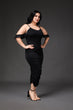 Black Solid Cold Shoulder Bodycon Dress