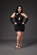 Black Solid Criss Cross Dress with Sleeves