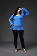 Blue Solid Top with Stylish Sleeves