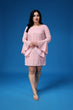 Pink Solid Striped Dress