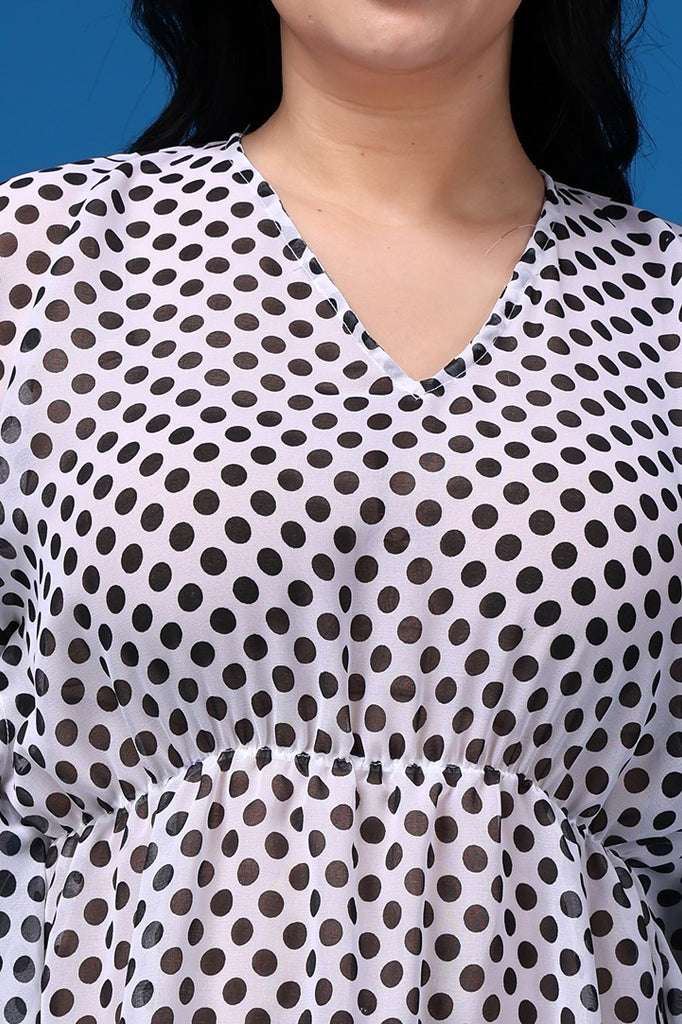 Model wearing Polyster Georgette Kaftan  with Pattern type: Polka Dots-6