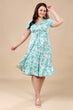 Green & White Floral Ruched Dress