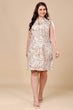 Beige Leaf Printed Shirt Dress
