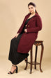 Maroon Solid Double Breatsed Coat