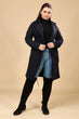 Navy Blue Solid Double Breasted Overcoat with Buttons