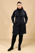 Navy Blue Solid Double Breasted Overcoat