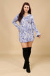 Purple Leaf Printed Shirt Dress