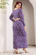 Purple Floral Printed Ruched Croptop with Skirt