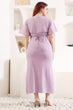 Pale Mauve Solid Front Bow Maxi Dress