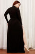 Black Solid Dress with Side Slit