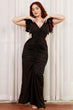 Black Solid Ruched Bodycon Dress with Cutouts