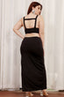 Black Solid Front Sidecut Bodycon Dress