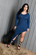 Blue Solid Asymmetric Dress