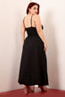 Black Solid Gathered Fit & Flare Dress
