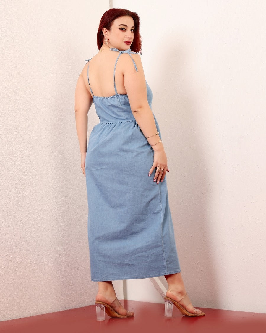 Denim Sleeveless Maxi Dress main image 0