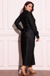 Black Solid Denim Shirt Dress