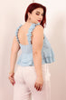 Blue Solid Layered Crop Top