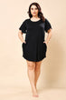 Black Solid Long T-shirt Dress