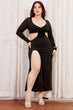 Black Solid Dress with Side Cutout & Slit