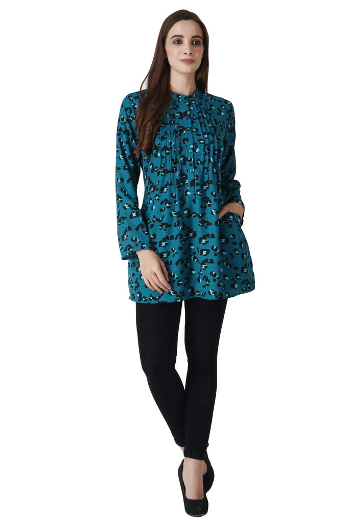 Model wearing Poly Crepe Tunic with Pattern type: Animal-18