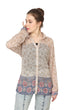 Beige Floral Printed Shirt with Blue Border
