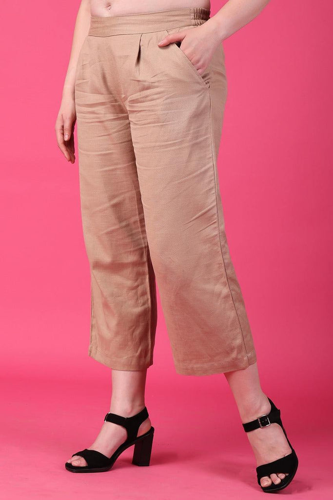 Model wearing Cotton Pant with Pattern type: Solid-2