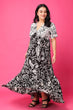 Black & White Mix Leaf Printed Dress