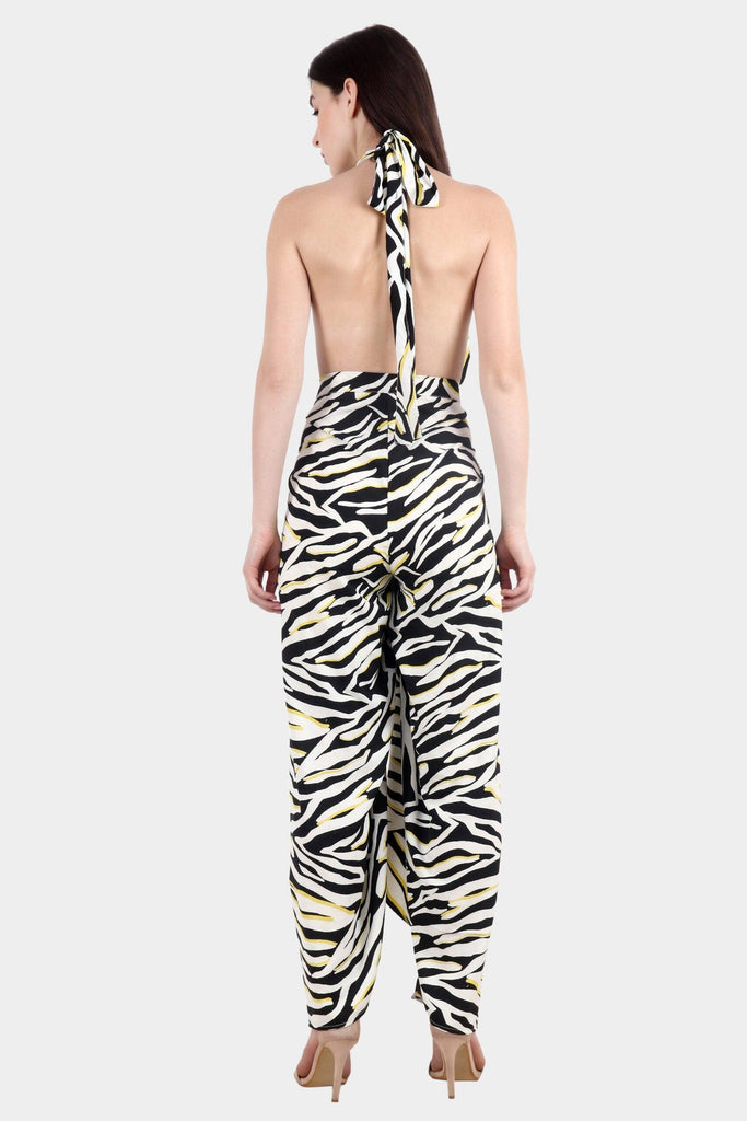Model wearing Polyester Jumpsuit with Pattern type: Whale-3