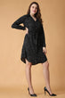 Black Dots Leaf Printed Buttoned Tie Up Dress