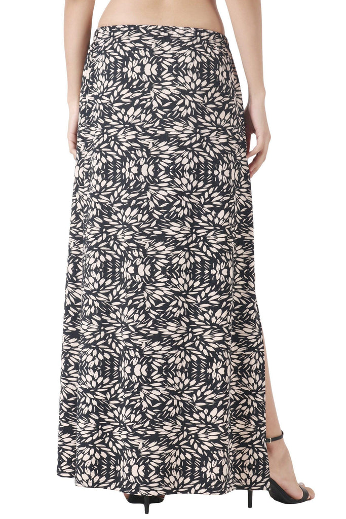 Model wearing Poly Lycra Maxi Skirt with Pattern type: Floral-3