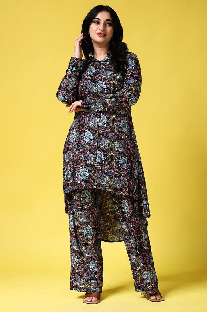 Model wearing Rayon Co-ord Set with Pattern type: Floral-3
