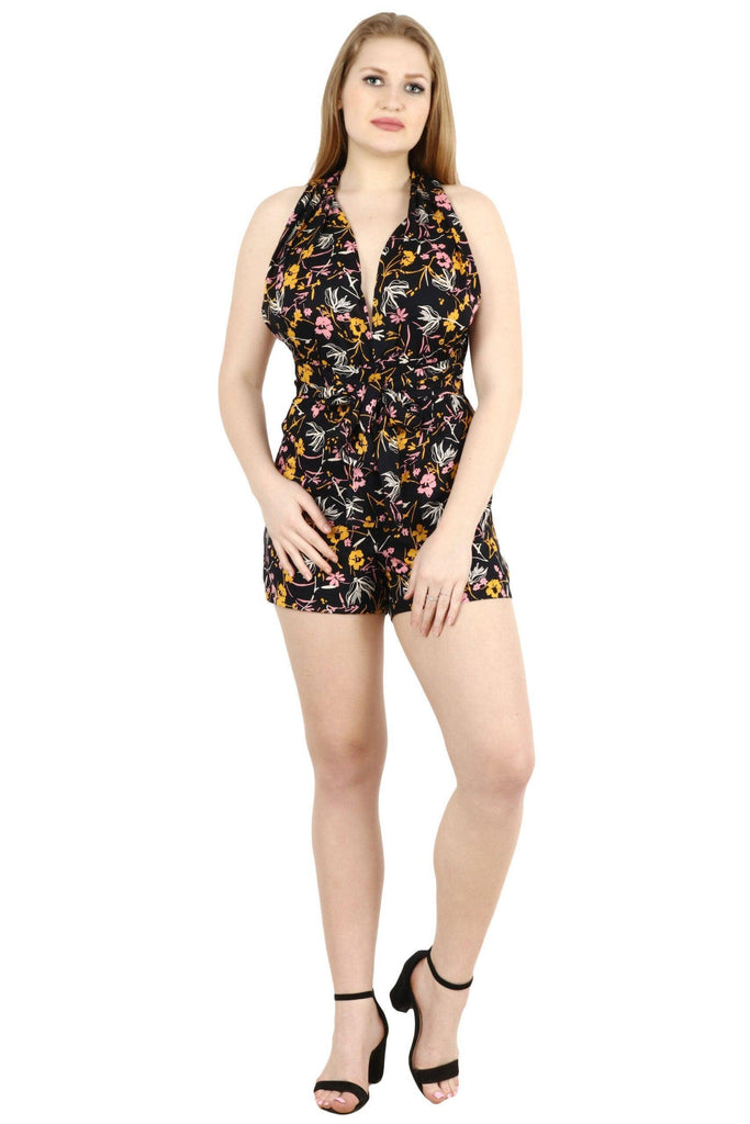 Model wearing Rayon Playsuit with Pattern type: Floral-3