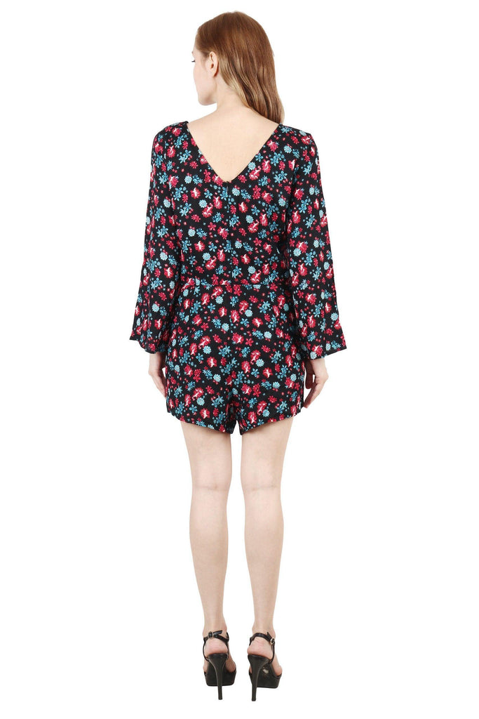 Model wearing Rayon Playsuit with Pattern type: Floral-3