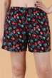 Black Floral Printed Woven Shorts