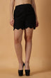 Black Solid Cutwork Shorts