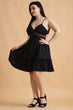Black Solid Dress with Lace
