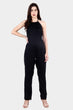 Black Solid Jumpsuit with Back Tie