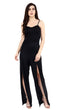 Black Solid Jumpsuit with Slits