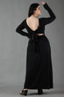 Black Solid Maxi Dress with Back Tie