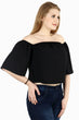 Black Solid Off Shoulder Crop Top
