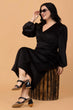 Black Solid Ribbed Knit Maxi Dress