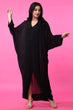 Black Solid Semi-sheer Kaftan