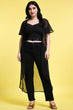 Black Solid Semi Sheer Long Shrug