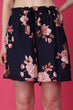 Blue & Red Floral Printed Shorts with Belt