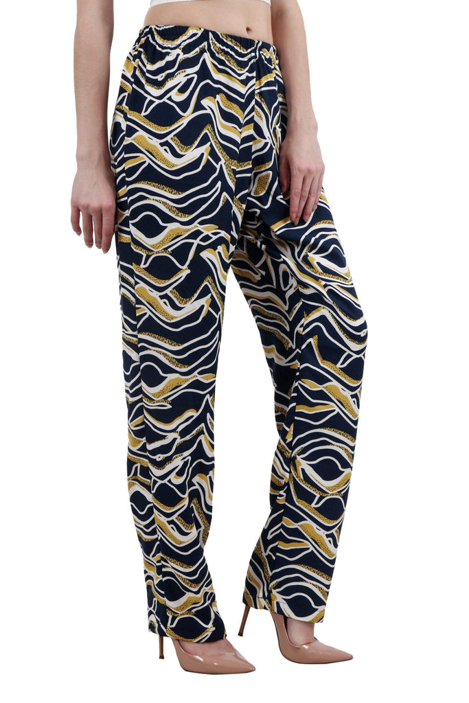 Model wearing Poly Crepe Pyjamas with Pattern type: Whale-1
