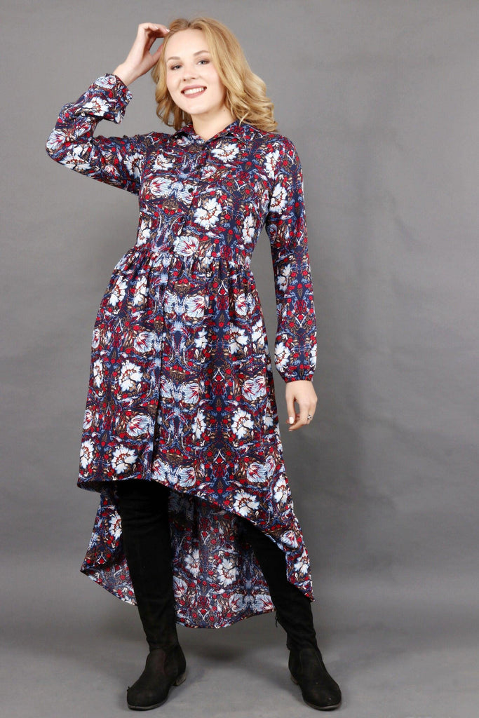 Model wearing Rayon Midi Dress with Pattern type: Floral-3