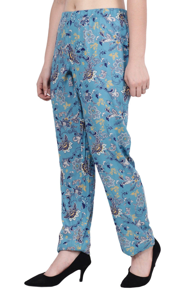Model wearing Viscose Trousers with Pattern type: Floral-4