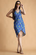 Blue Floral Printed Wrap Around Cover Up Dress