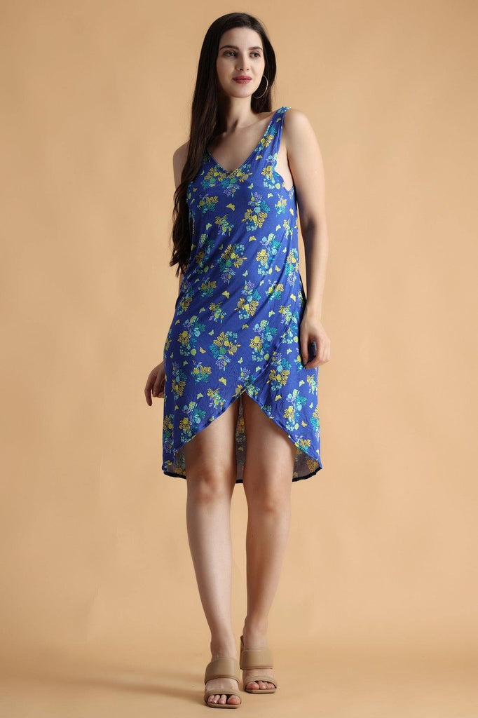 Model wearing Viscose Lycra Mini Dress with Pattern type: Floral-3