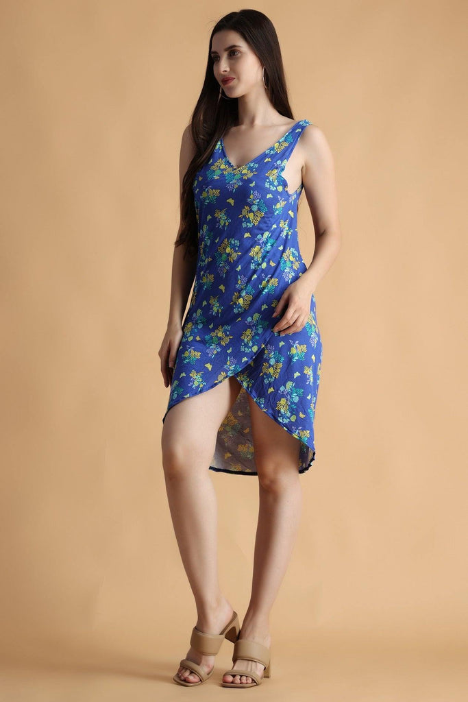 Model wearing Viscose Lycra Mini Dress with Pattern type: Floral-4